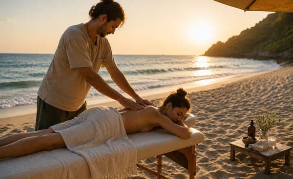 Massagem na praia